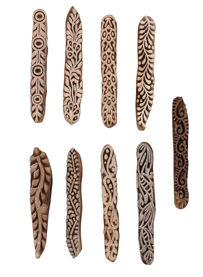 Indian-Shelf Handmade Vocalforlocal Set of 9 New Mix Wooden Printing Blocks (1.27 cm, Brown) - Image 1